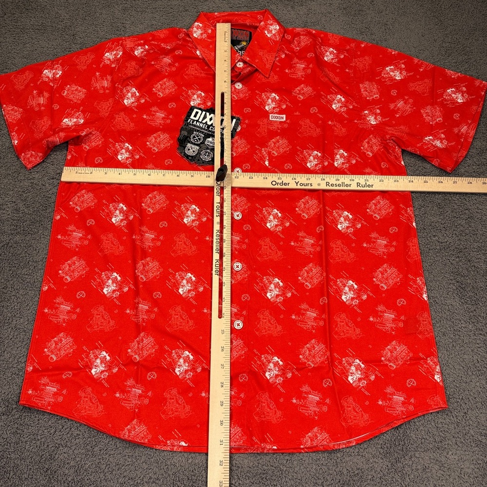 Dixxon Flannel Company Shirt‎ Mens Large Red The 350 Engine Print Button Up NWT - Picture 5 of 10